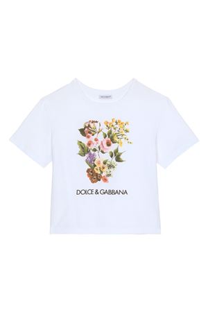 tshirt in cotone bianco DOLCE E GABBANA KIDS | L5JTHWG7M1YW0800